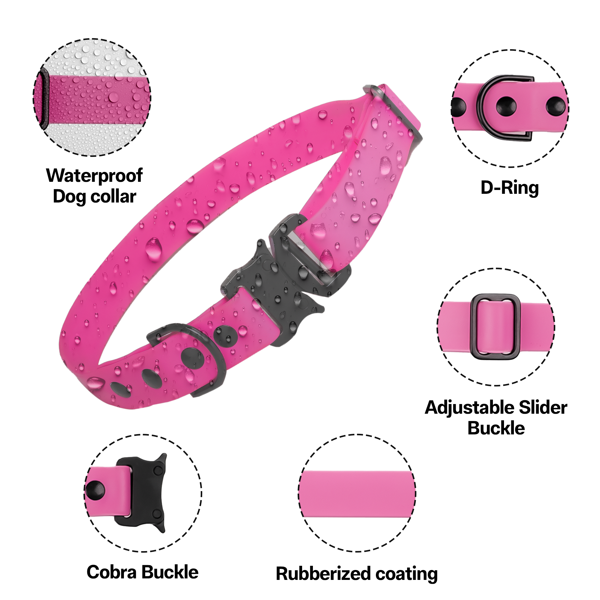 Adil’S Biothane Dog Collar - Waterproof Heavy Duty Dog Collars with Quick Release Buckle & D-Ring